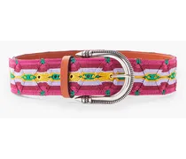 Etro Embroidered leather belt - Pink Pink