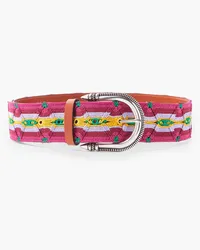 Etro Embroidered leather belt - Pink Pink