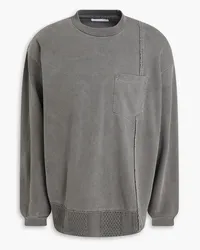 John Elliott + Co Faded cotton-jersey and textured-knit T-shirt - Gray Gray