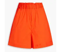 Camilia appliquéd organic cotton-poplin shorts - Red