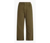 Tineborow cotton-twill straight-leg pants - Green