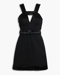 Jil Sander Cutout bow-embellished wool-crepe mini dress - Black Black