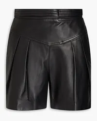 RED Valentino Pleated leather shorts - Black Black