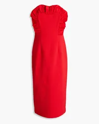 Rebecca Vallance Strapless ruffle-trimmed crepe midi dress - Red Red