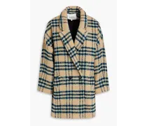Gus double-breasted checked brushed flannel jacket - Neutral