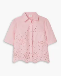 Loretta Caponi Paloma broderie anglaise cotton-blend shirt - Pink Pink