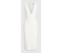 Ribbed-knit midi dress - White