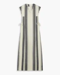 BOUGUESSA Lea striped cotton-jacquard midi dress - Black Black