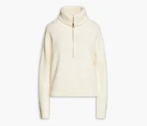 Ribbed wool-blend turtleneck sweater - White