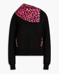 Emilio Pucci Leopard-print scuba-paneled satin-twill sweatshirt - Black Black