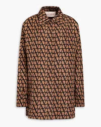 Valentino Garavani Oversized logo-print silk-ottoman shirt - Neutral Neutral