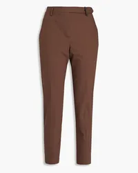 Brunello Cucinelli Bead-embellished stretch-cotton twill tapered pants - Brown Brown