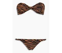 Twist-front zebra-print bandeau bikini - Animal print