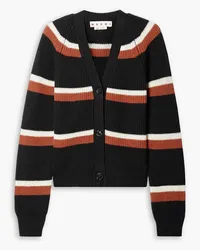 Marni Striped ribbed wool cardigan - Black Black