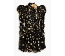 Ruffled glittered tulle mini dress - Black