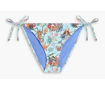 Floral-print low-rise bikini briefs - Blue