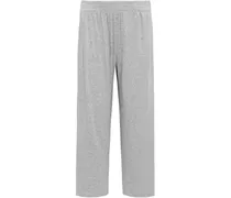 Cropped mélange stretch-jersey track pants - Gray