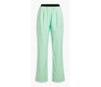 Takaroa pleated slub twill straight-leg pants - Green