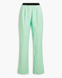 Loulou Studio Takaroa pleated slub twill straight-leg pants - Green Green