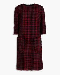 Dolce & Gabbana Frayed checked bouclé-tweed mini dress - Red Red