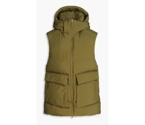 Quilted shell hooded down vest - Green