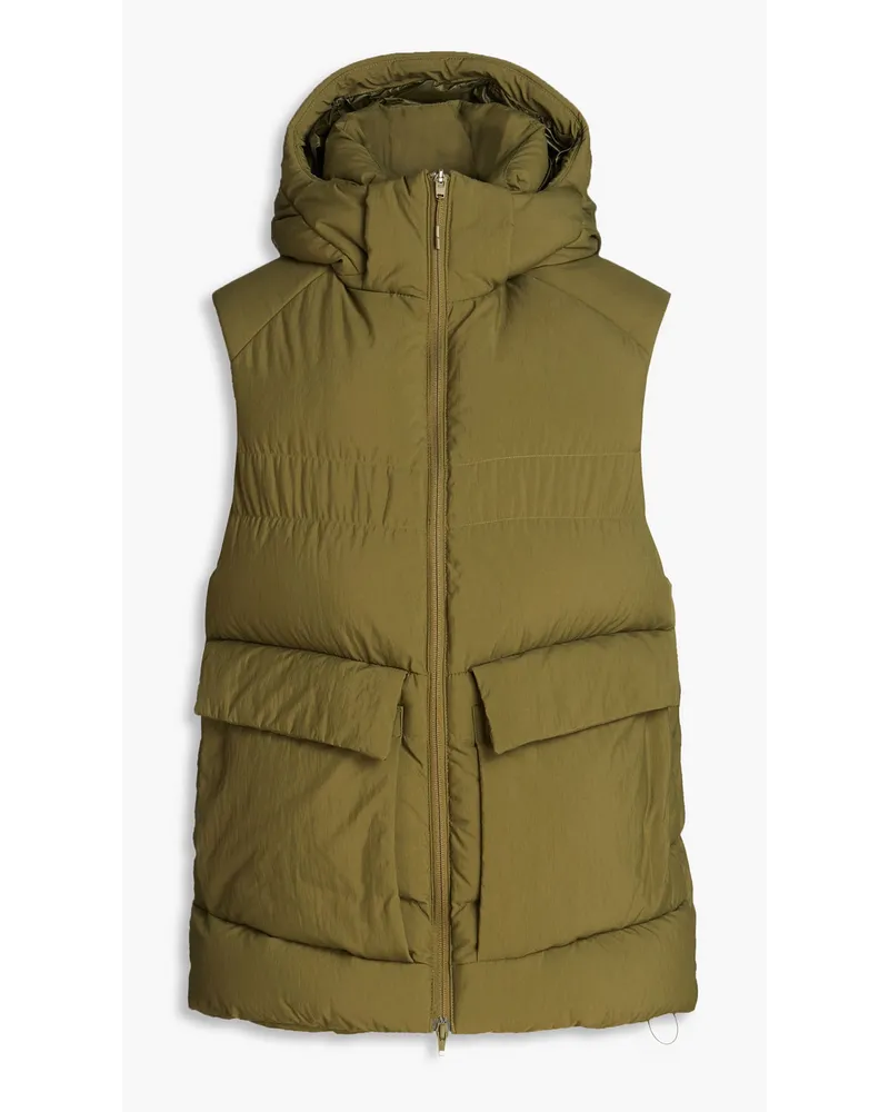 Y-3 Quilted shell hooded down vest - Green Green