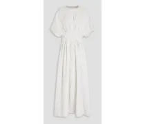 Striped twill maxi dress - White