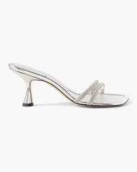 WANDLER Julio crystal-embellished mirrored-leather sandals - Metallic Metallic