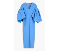Sarien cape-effect crepe midi dress - Blue