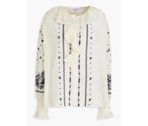 Bichetta ruffled embroidered cotton-mousseline blouse - White