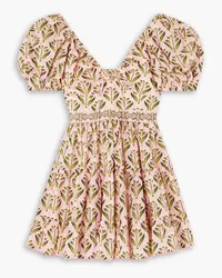 AGUA BENDITA Manzanilla Margarita tiered floral-print cotton-poplin mini dress - Pink Pink