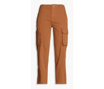 Cropped cotton cargo pants - Brown