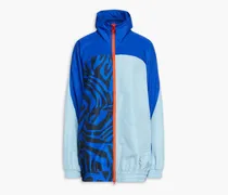 Color-block printed recycled shell track jacket - Blue