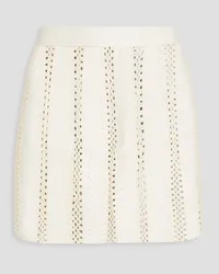 ROTATE Birger Christensen Leather-paneled crochet mini skirt - White White