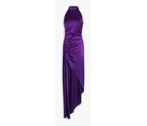 Sab asymmetric ruched satin dress - Purple