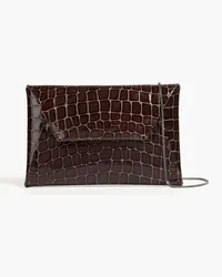 Brunello Cucinelli Croc-effect leather clutch - Brown Brown