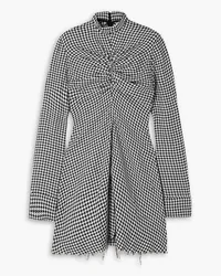 Marques ' Almeida Ruched houndstooth cotton turtleneck mini dress - Black Black