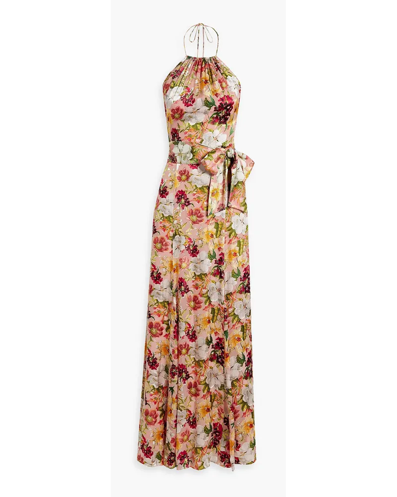 Alice + Olivia Alice Olivia - Dito floral-print fil coupé chiffon halterneck maxi dress - Pink Pink