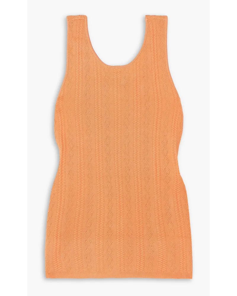 ROTATE Birger Christensen Liza pointelle-knit top - Orange Orange