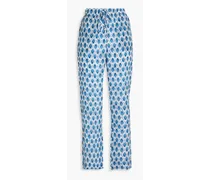 Paige printed silk crepe de chine straight-leg pants - Blue