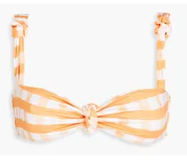 Vichy knotted gingham bikini top - Orange