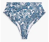 Jengibre Libélulas Noche ruffled printed high-rise bikini briefs - Blue