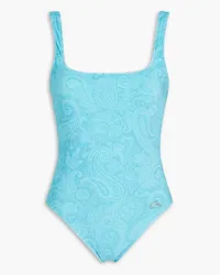 Etro Open-back paisley-print swimsuit - Blue Blue