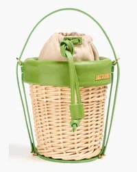 Jacquemus Le Panier Seau leather-trimmed wicker bucket bag - Green Green