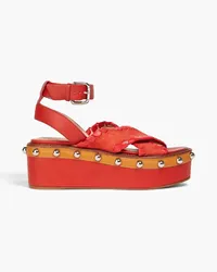 RED Valentino Studded leather and suede platform sandals - Red Red