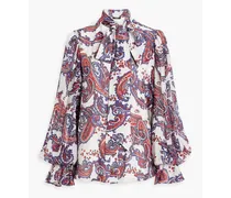 Paisley-print silk-voile blouse - Blue