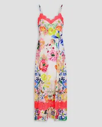 Camilla Crystal-embellished floral-print silk-satin midi dress - White White