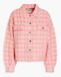 Sandro Houndstooth cotton-blend tweed jacket - Pink Pink