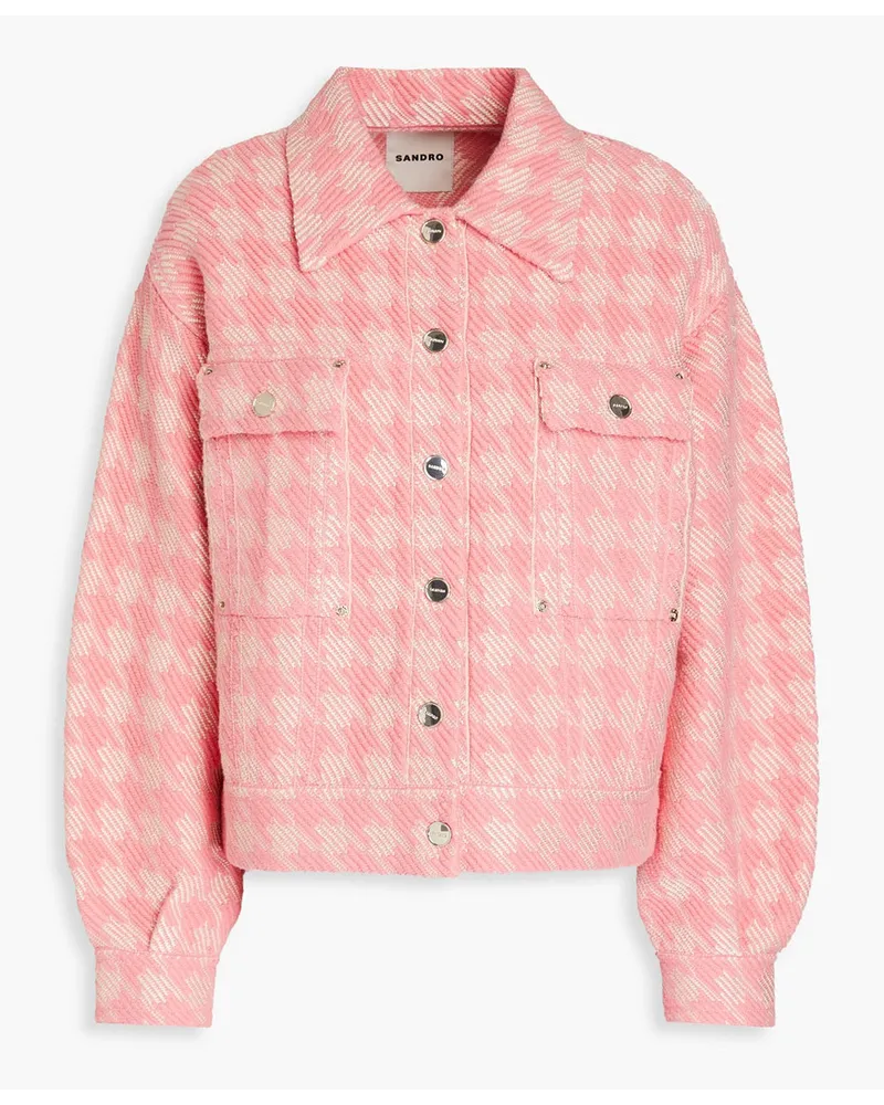 Sandro Houndstooth cotton-blend tweed jacket - Pink Pink