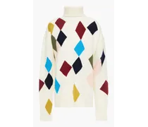Tully intarsia wool-blend turtleneck sweater - White
